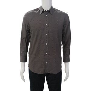 Paul & Joe Mens Cotton Long Sleeve Button Down Pattern Shirt Brown Size S
